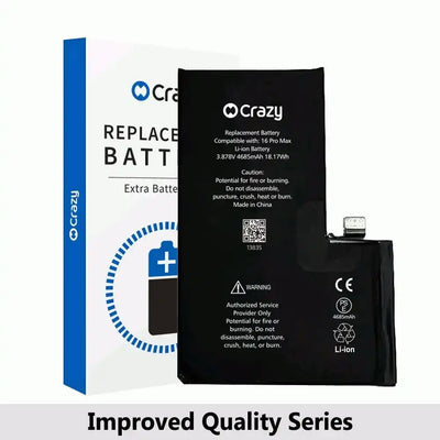 Crazy Improved Quality-iPhone 16 Pro Max Replacement Battery with Adhesive Strips 4685mAh (TI CHIP: 27546) GREENCELL