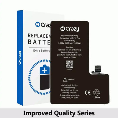 Crazy Improved Quality-iPhone 16 Pro Replacement Battery with Adhesive Strips 3582mAh (TI CHIP: 27546) GREENCELL