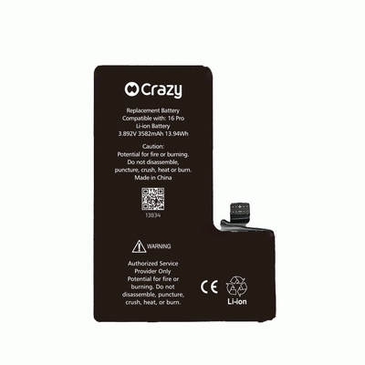 Crazy Improved Quality-iPhone 16 Pro Replacement Battery with Adhesive Strips 3582mAh (TI CHIP: 27546) GREENCELL