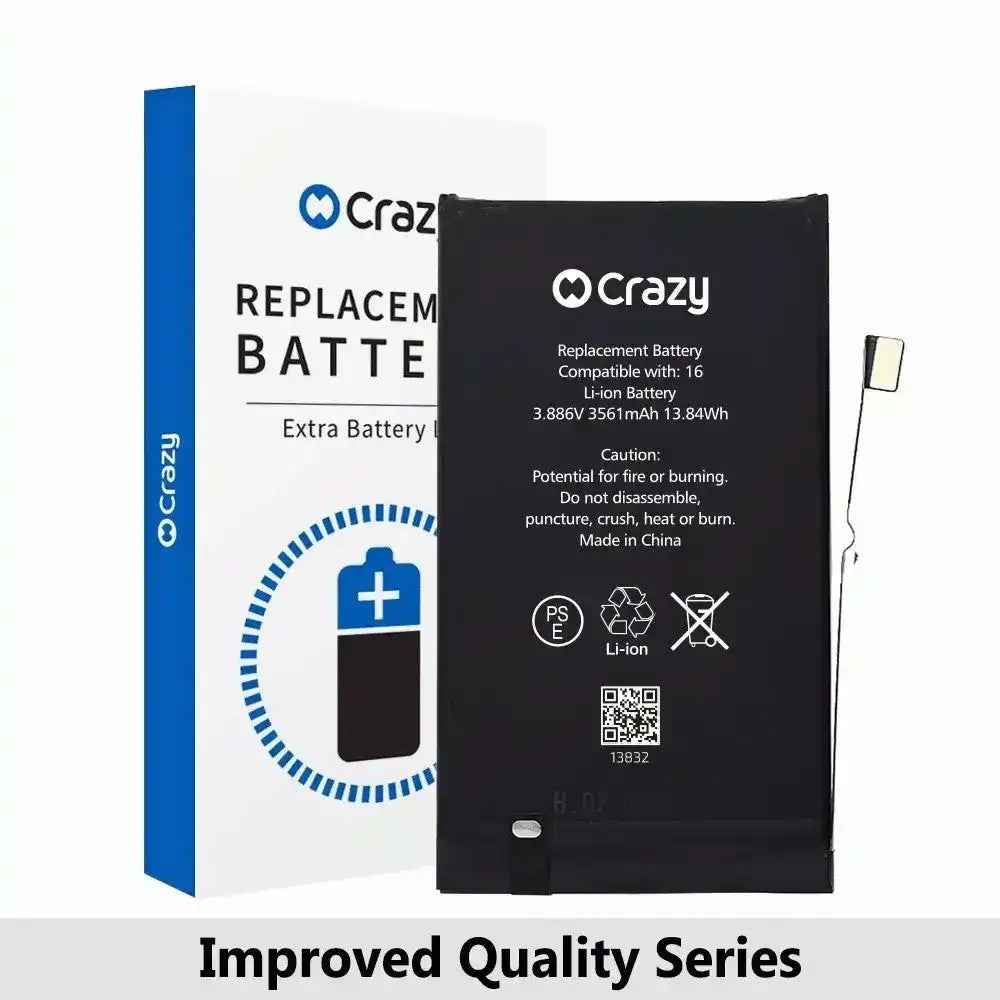 Crazy Improved Quality-iPhone 16 Replacement Battery with Adhesive Strips 3561mAh (TI CHIP: 27546)