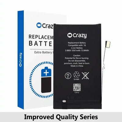 Crazy Improved Quality-iPhone 16 Replacement Battery with Adhesive Strips 3561mAh (TI CHIP: 27546) GREENCELL