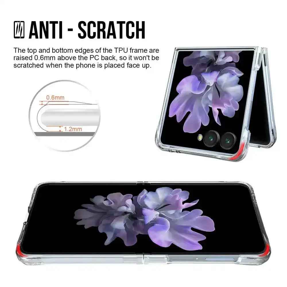 Crystal Clear Transparent Case Cover With Magnetic Ring for Samsung Galaxy Z Flip7-Transparent