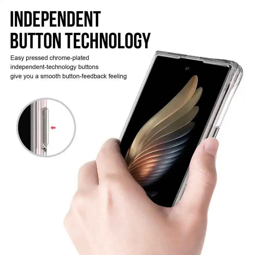 Crystal Clear Transparent Case Cover With Magnetic Ring for Samsung Galaxy Z Fold7-Transparent