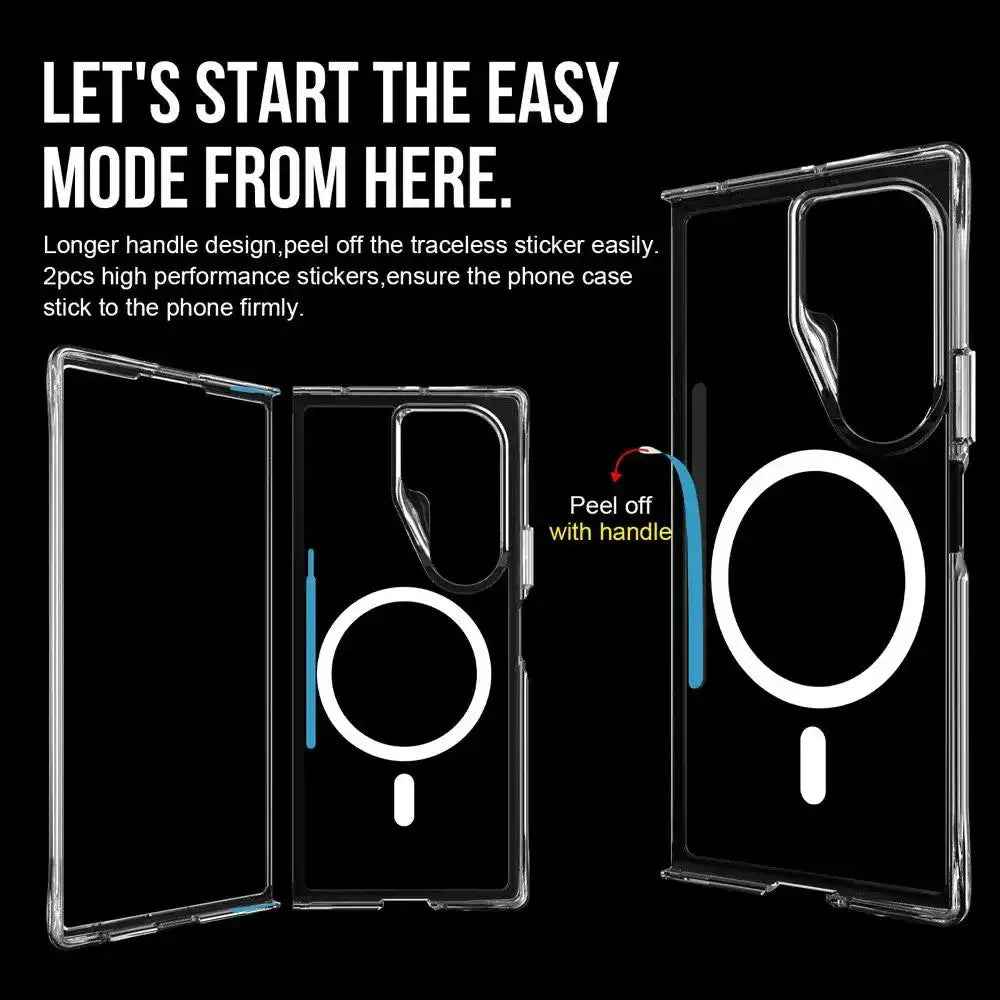 Crystal Clear Transparent Case Cover With Magnetic Ring for Samsung Galaxy Z Fold7-Transparent