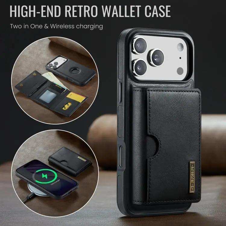 DG.MING M6 Series RFID Tri-fold Card Bag Removable Leather Phone Case DG.MING