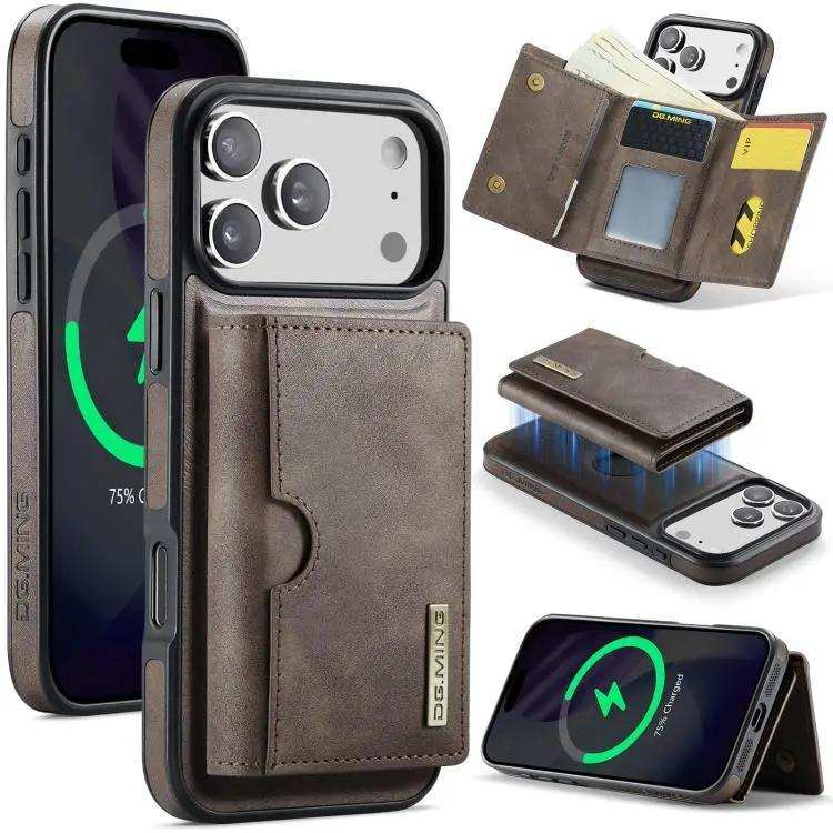 DG.MING M6 Series RFID Tri-fold Card Bag Removable Leather Phone Case DG.MING