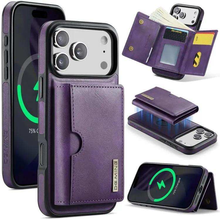 DG.MING M6 Series RFID Tri-fold Card Bag Removable Leather Phone Case DG.MING
