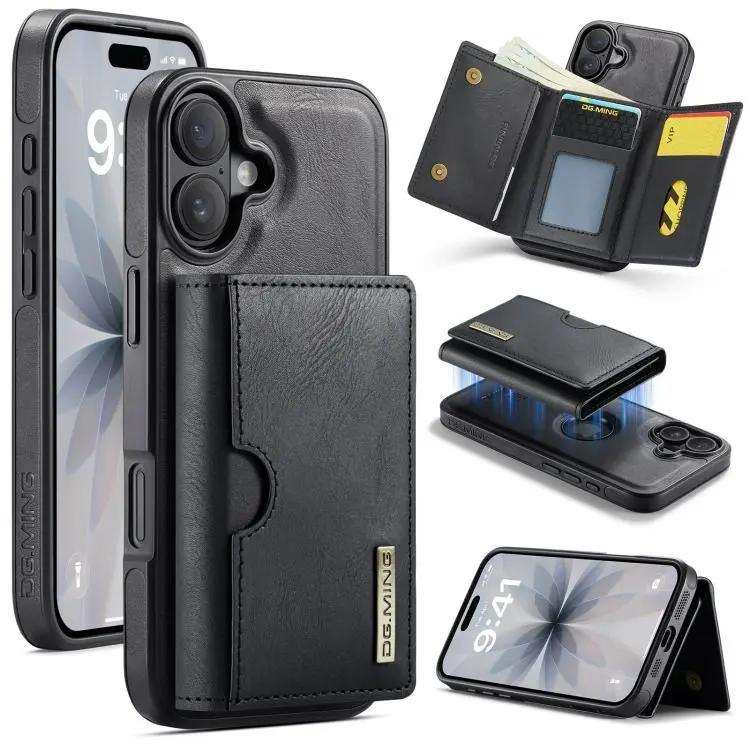 DG.MING M6 Series RFID Tri-fold Card Bag Removable Leather Phone Case DG.MING