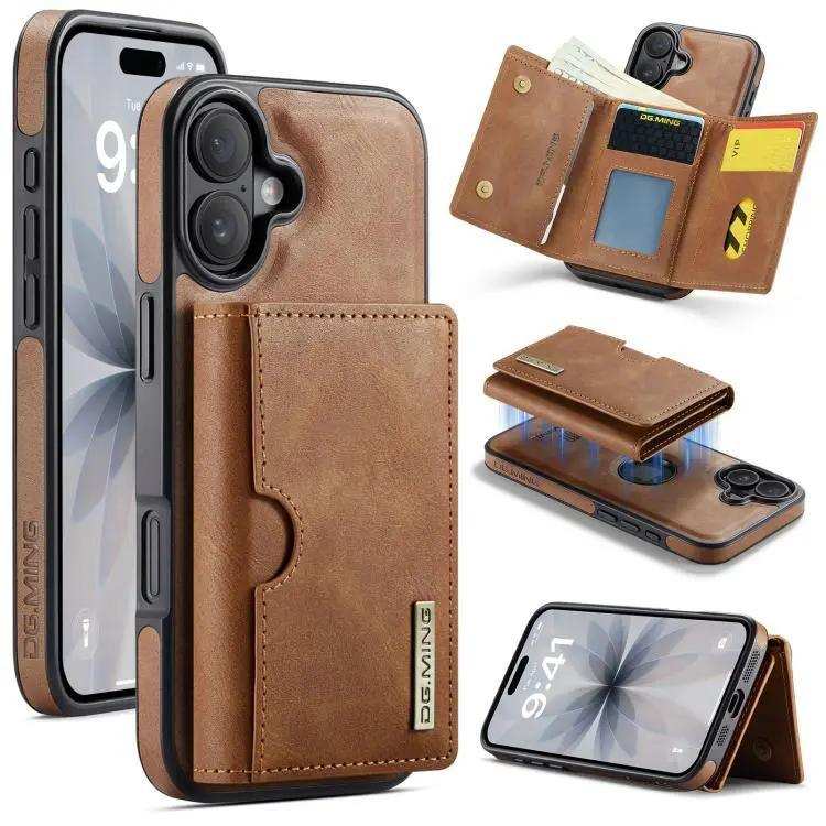 DG.MING M6 Series RFID Tri-fold Card Bag Removable Leather Phone Case DG.MING