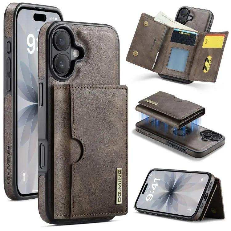 DG.MING M6 Series RFID Tri-fold Card Bag Removable Leather Phone Case DG.MING