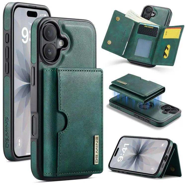 DG.MING M6 Series RFID Tri-fold Card Bag Removable Leather Phone Case DG.MING