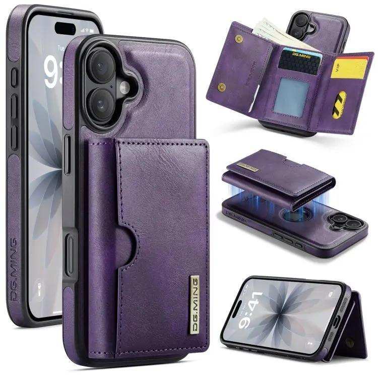 DG.MING M6 Series RFID Tri-fold Card Bag Removable Leather Phone Case DG.MING