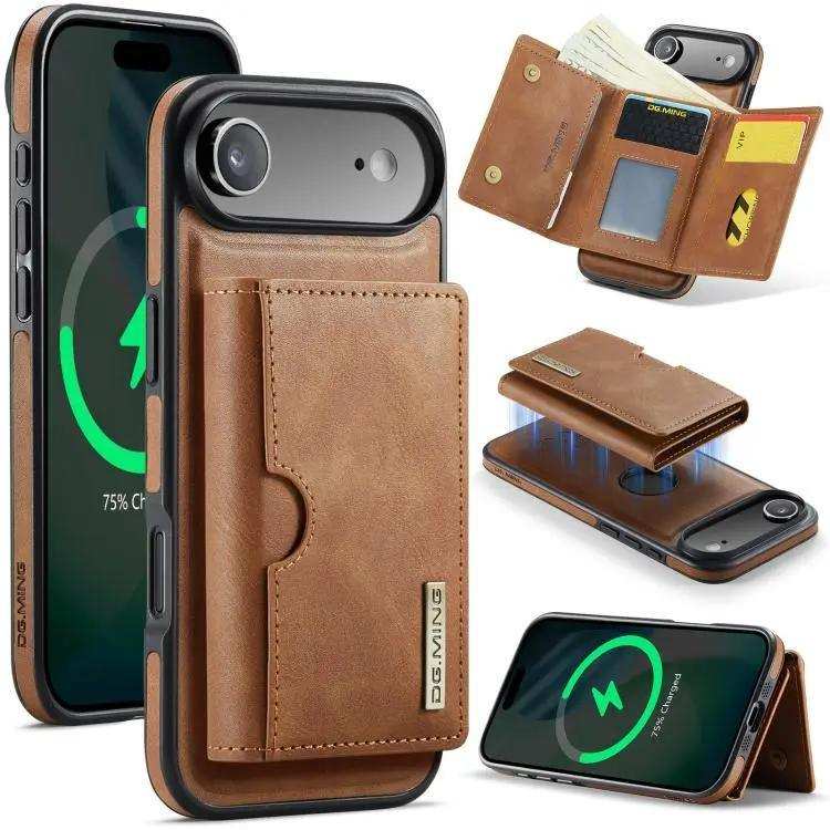 DG.MING M6 Series RFID Tri-fold Card Bag Removable Leather Phone Case DG.MING
