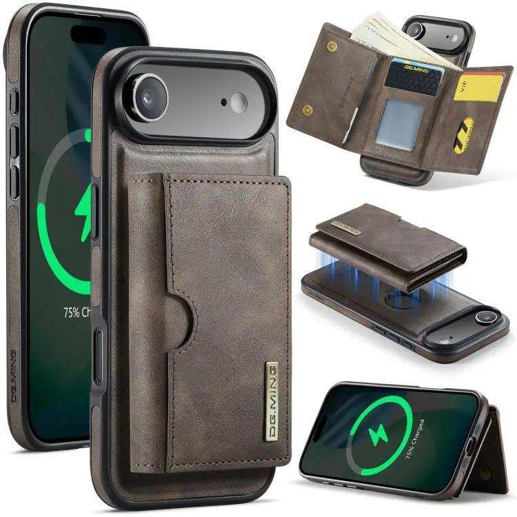 DG.MING M6 Series RFID Tri-fold Card Bag Removable Leather Phone Case DG.MING