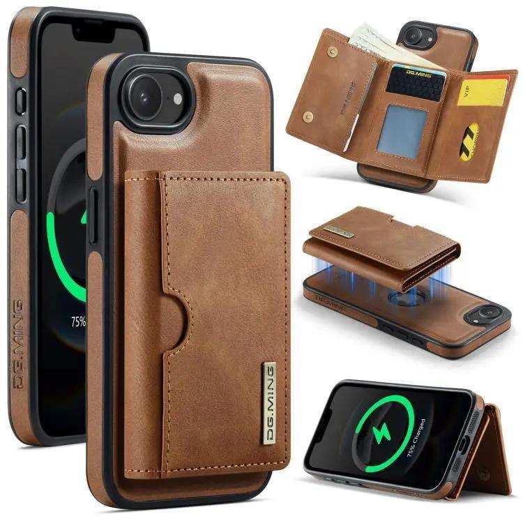 DG.MING M6 Series RFID Tri-fold Card Bag Removable Leather Phone Case DG.MING