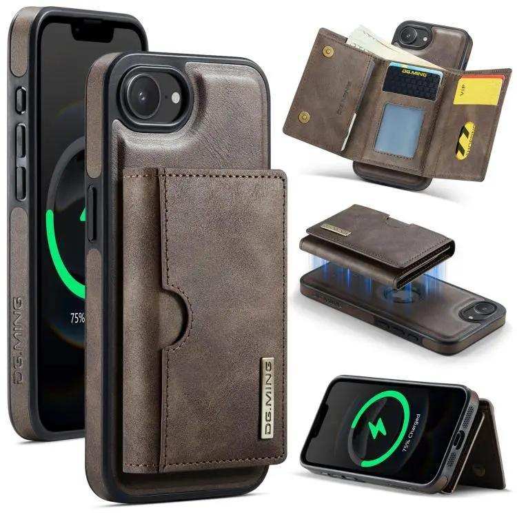 DG.MING M6 Series RFID Tri-fold Card Bag Removable Leather Phone Case DG.MING