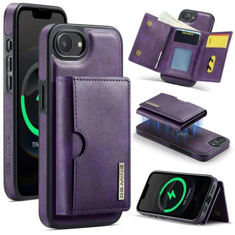 DG.MING M6 Series RFID Tri-fold Card Bag Removable Leather Phone Case DG.MING