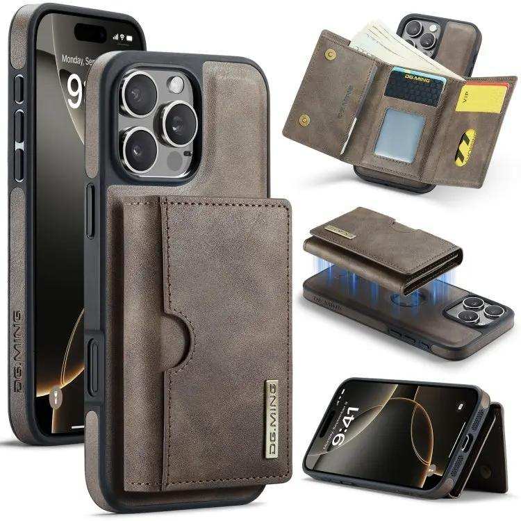 DG.MING M6 Series RFID Tri-fold Card Bag Removable Leather Phone Case DG.MING