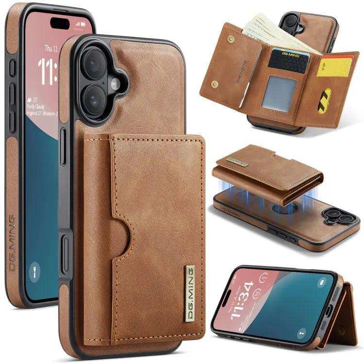 DG.MING M6 Series RFID Tri-fold Card Bag Removable Leather Phone Case DG.MING