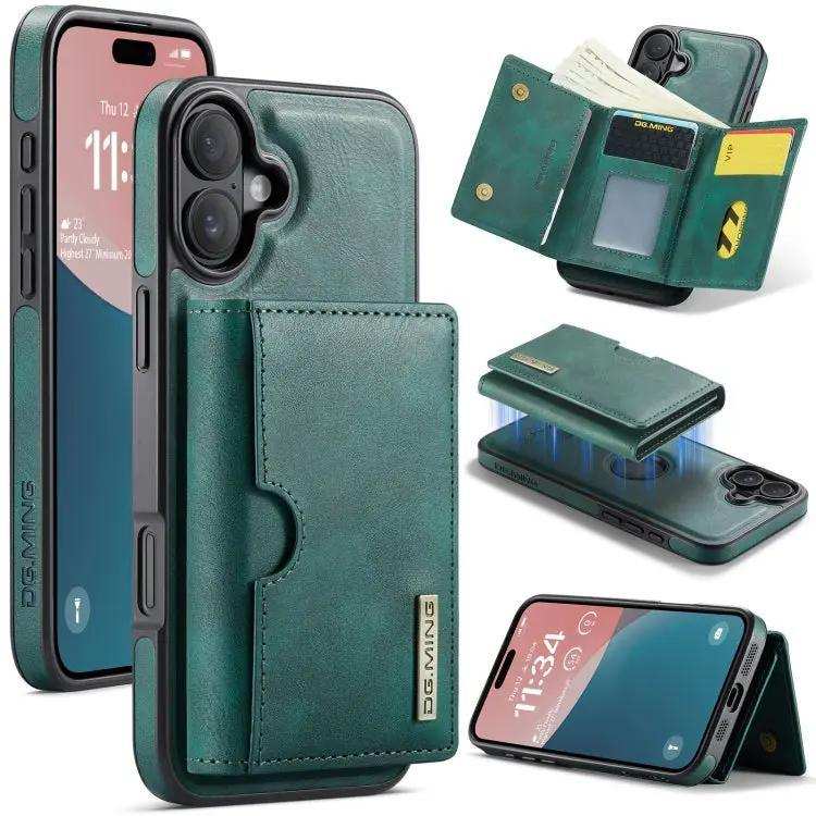 DG.MING M6 Series RFID Tri-fold Card Bag Removable Leather Phone Case DG.MING