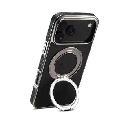 Denior A23 Magnetic Holder Electroplating Genuine Leather Phone Case
