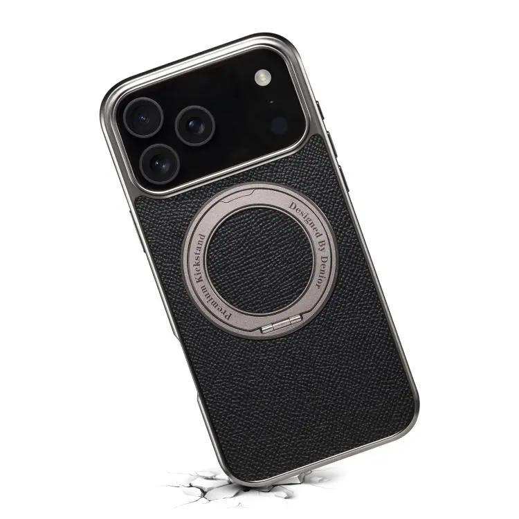 Denior A23 Magnetic Holder Electroplating Genuine Leather Phone Case Denior