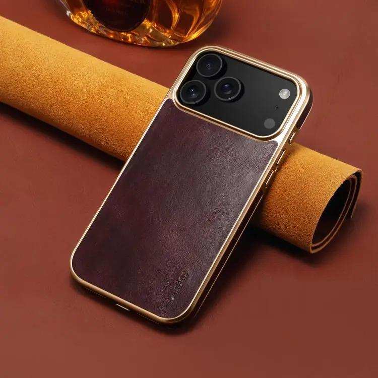 Denior Oil Wax Leather Electroplating Phone Case Denior