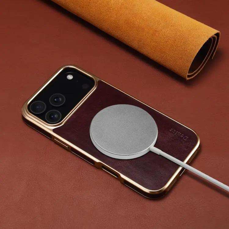 Denior Oil Wax Leather Electroplating Phone Case Denior