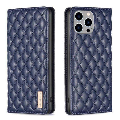 Diamond Lattice Magnetic Leather Flip Phone Case MyMobile