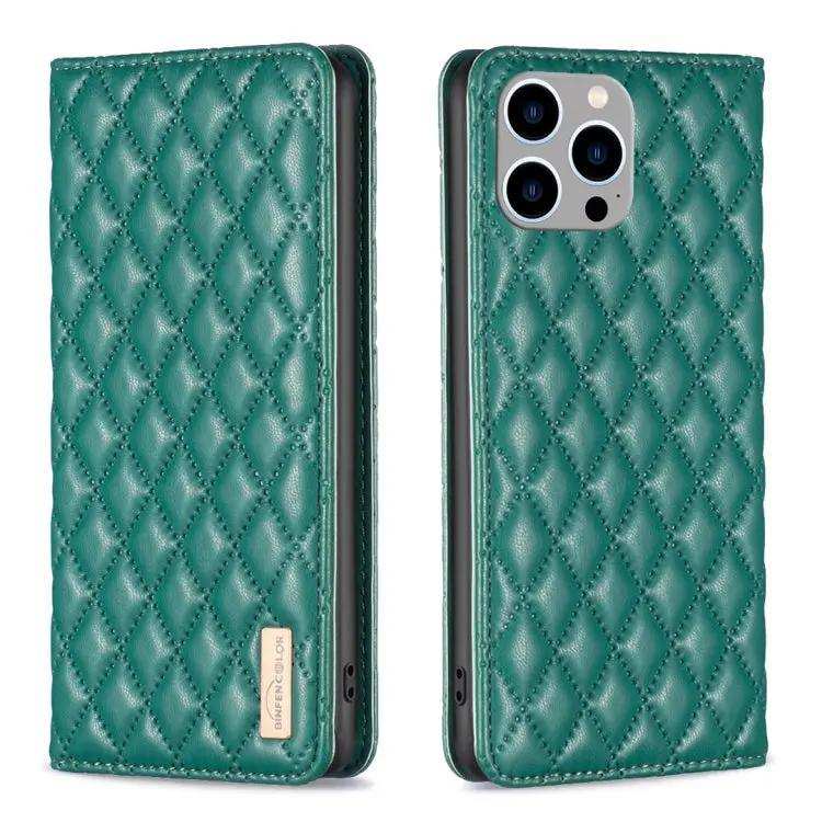 Diamond Lattice Magnetic Leather Flip Phone Case MyMobile