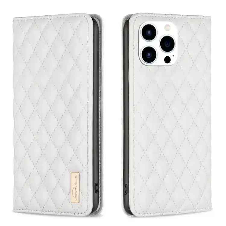Diamond Lattice Magnetic Leather Flip Phone Case MyMobile