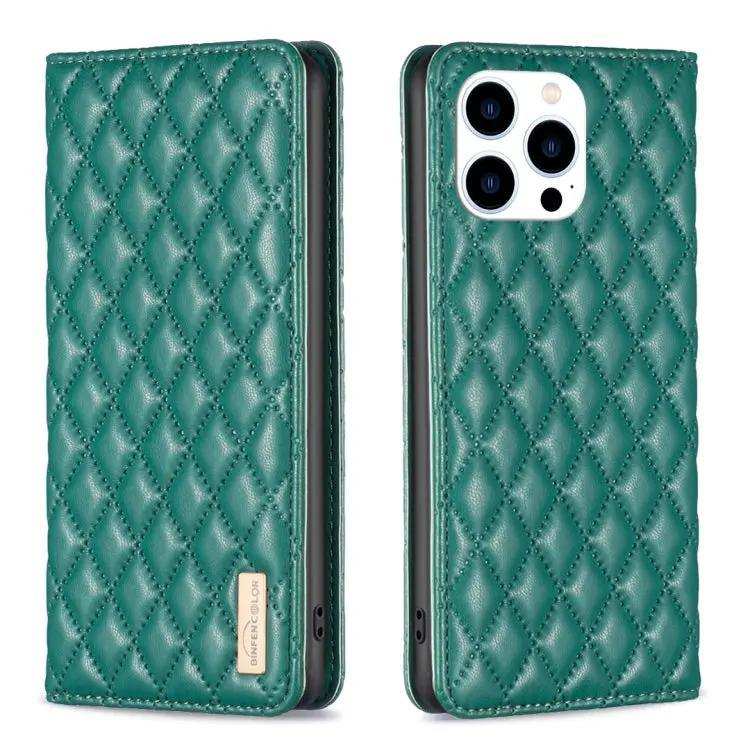 Diamond Lattice Magnetic Leather Flip Phone Case MyMobile