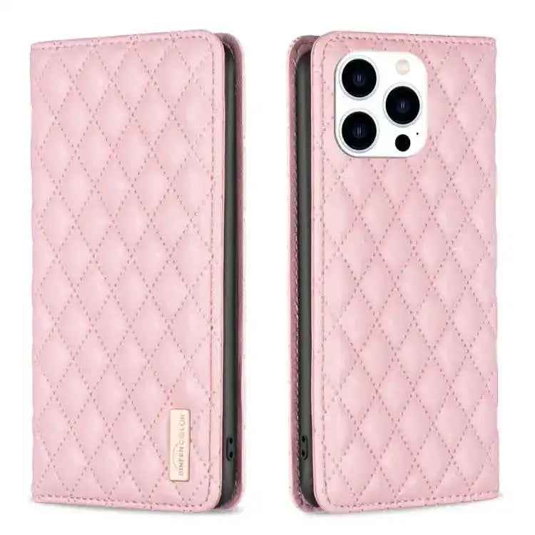 Diamond Lattice Magnetic Leather Flip Phone Case MyMobile