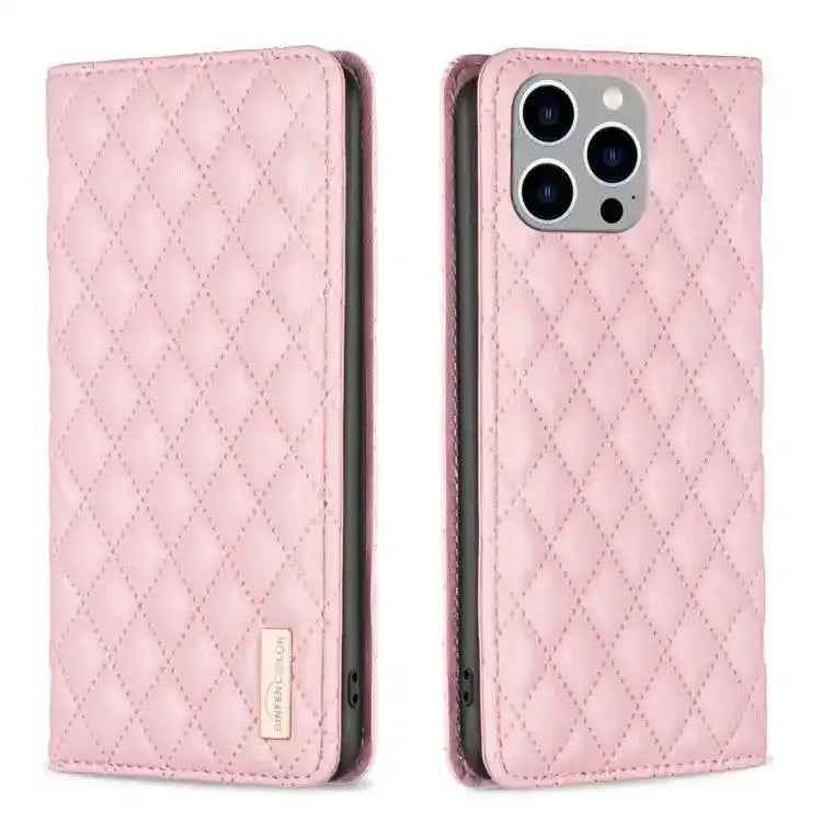 Diamond Lattice Magnetic Leather Flip Phone Case MyMobile