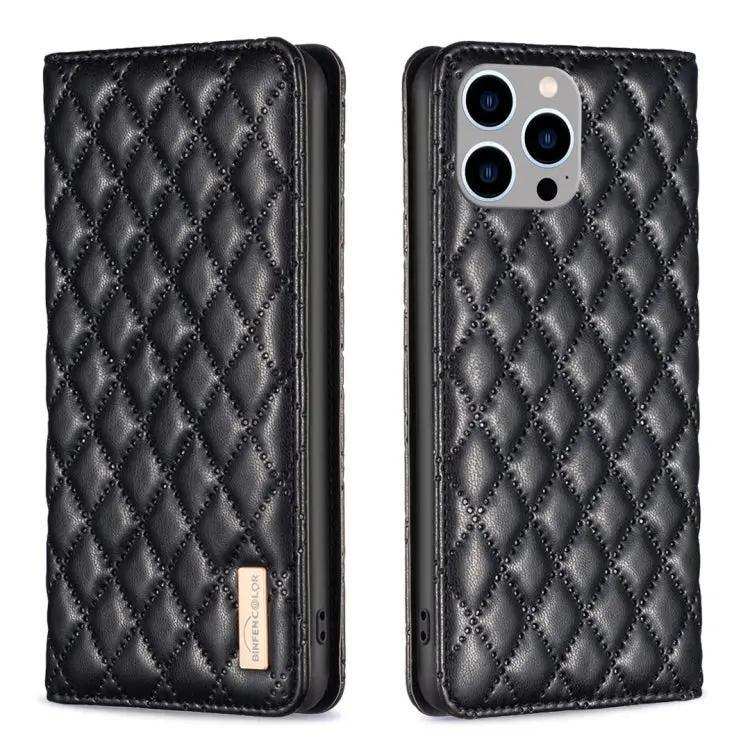 Diamond Lattice Magnetic Leather Flip Phone Case MyMobile