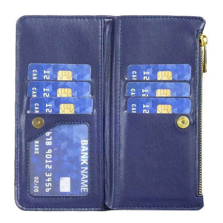 Diamond Lattice Zipper Wallet Leather Flip Phone Case MyMobile