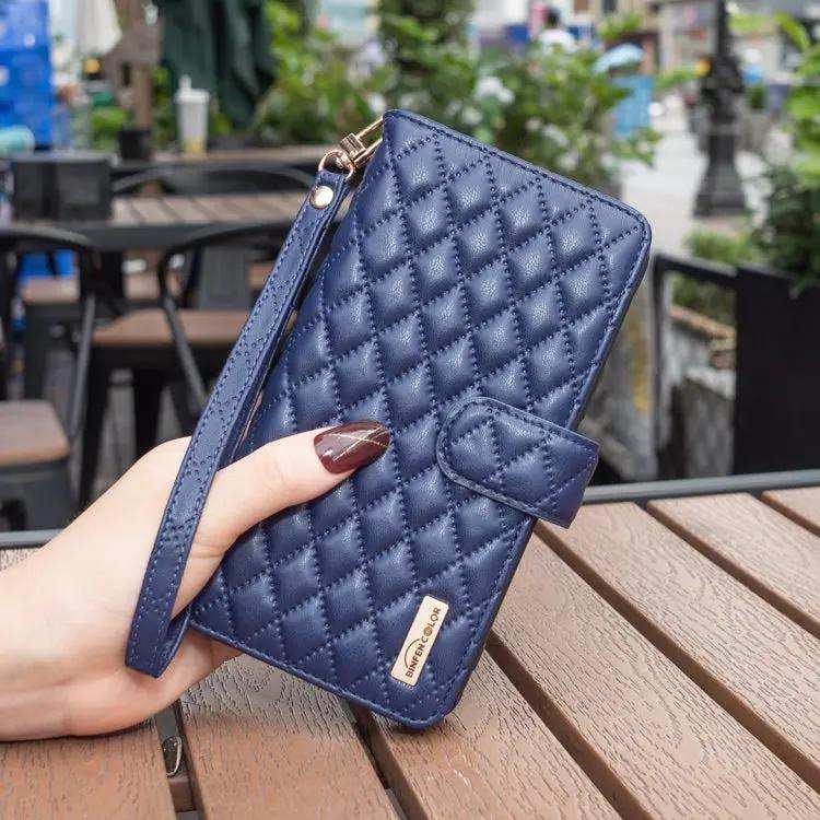 Diamond Lattice Zipper Wallet Leather Flip Phone Case MyMobile