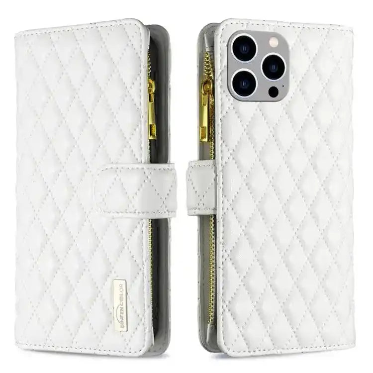 Diamond Lattice Zipper Wallet Leather Flip Phone Case MyMobile