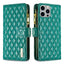Diamond Lattice Zipper Wallet Leather Flip Phone Case MyMobile