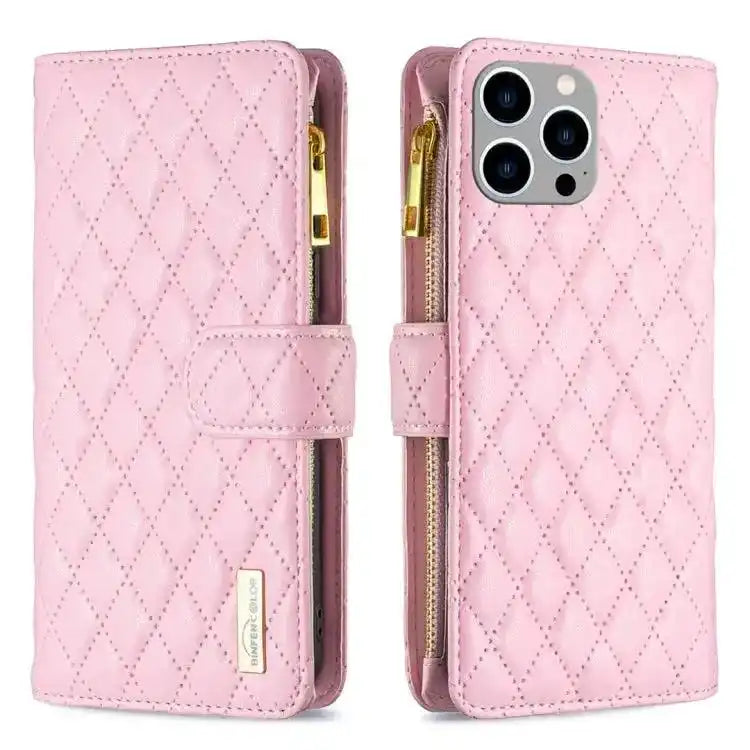 Diamond Lattice Zipper Wallet Leather Flip Phone Case MyMobile