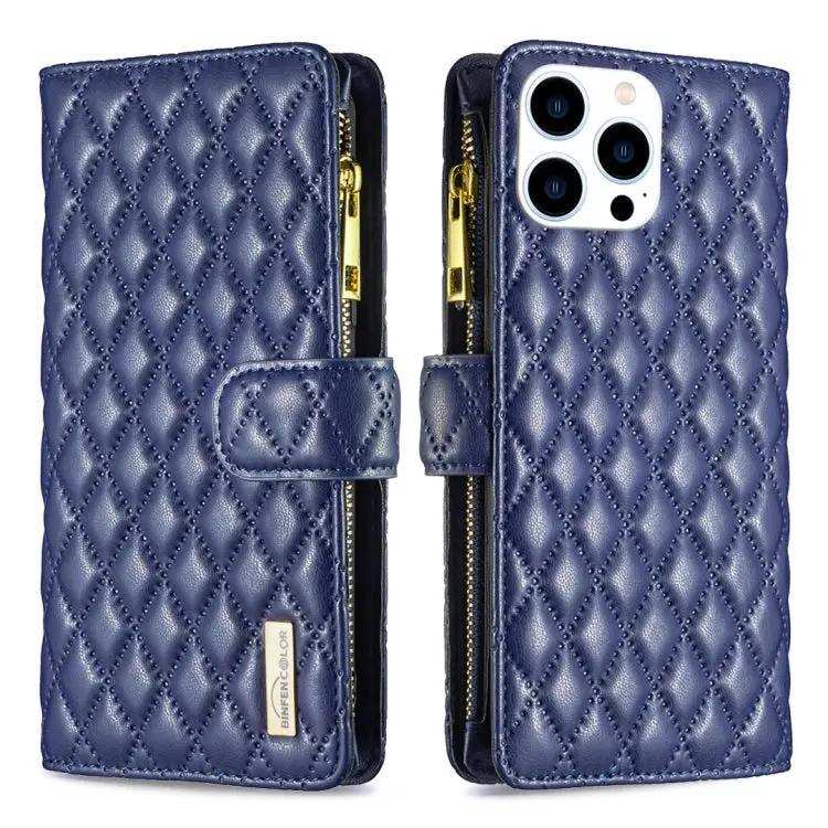 Diamond Lattice Zipper Wallet Leather Flip Phone Case MyMobile