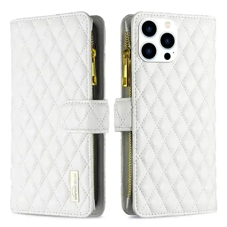 Diamond Lattice Zipper Wallet Leather Flip Phone Case MyMobile