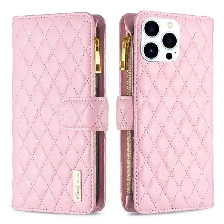 Diamond Lattice Zipper Wallet Leather Flip Phone Case MyMobile