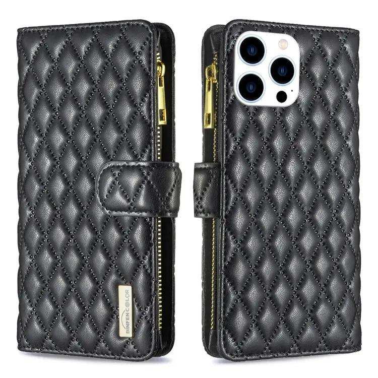 Diamond Lattice Zipper Wallet Leather Flip Phone Case MyMobile