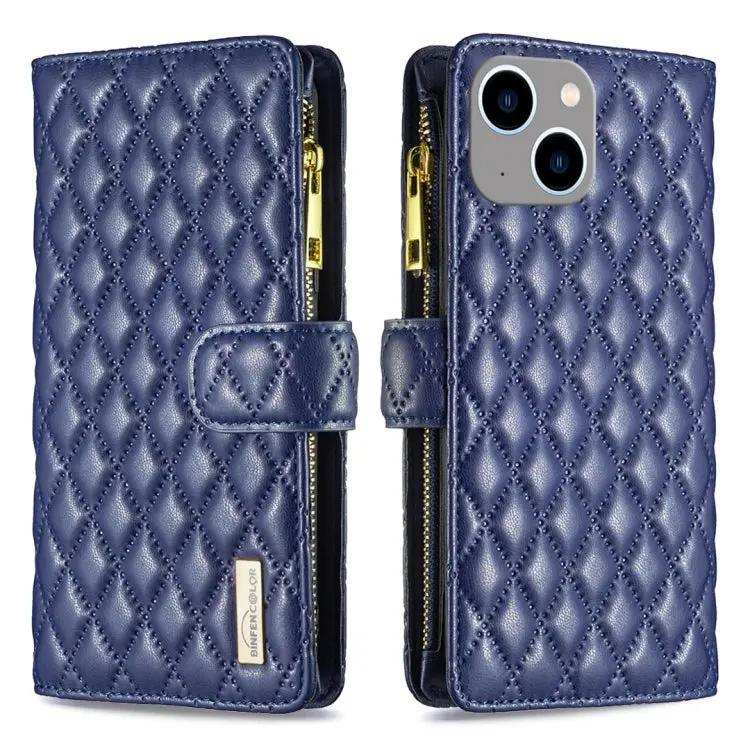 Diamond Lattice Zipper Wallet Leather Flip Phone Case MyMobile