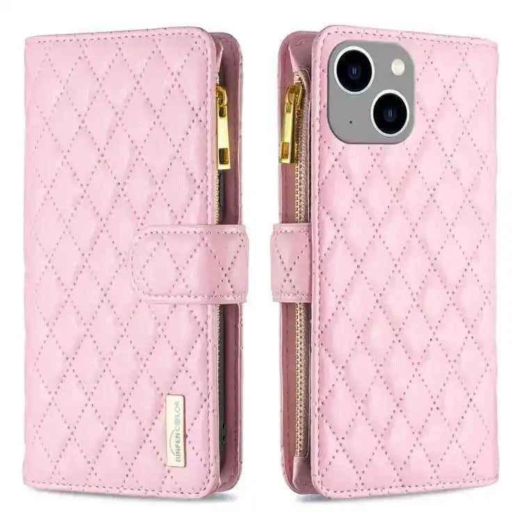 Diamond Lattice Zipper Wallet Leather Flip Phone Case MyMobile