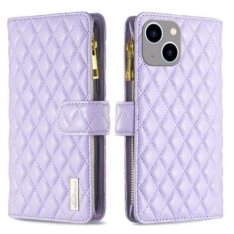 Diamond Lattice Zipper Wallet Leather Flip Phone Case MyMobile