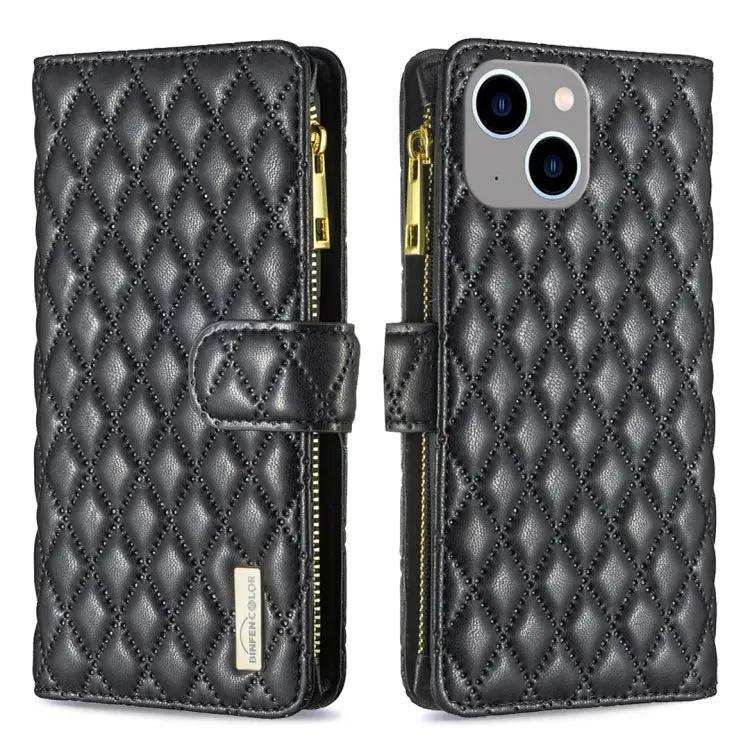 Diamond Lattice Zipper Wallet Leather Flip Phone Case MyMobile