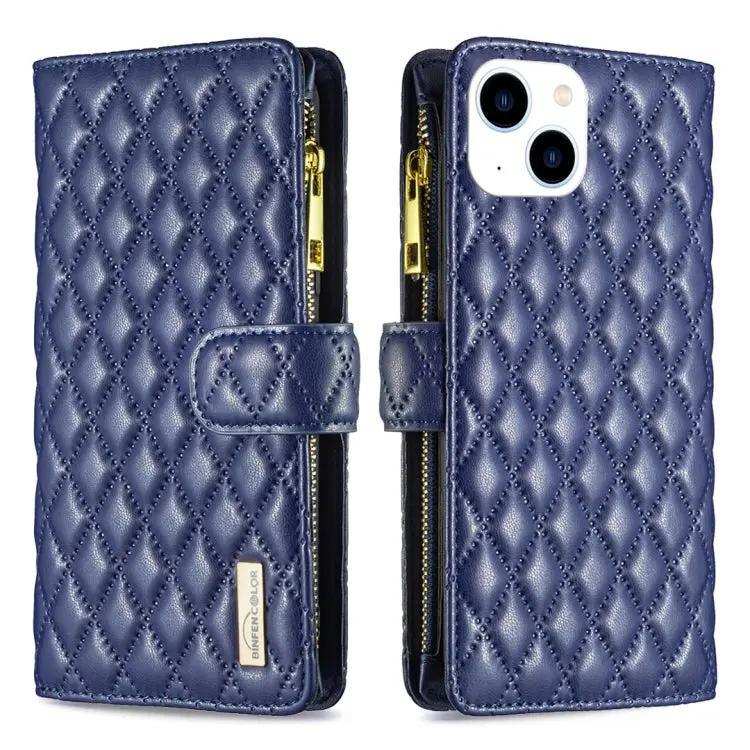 Diamond Lattice Zipper Wallet Leather Flip Phone Case MyMobile