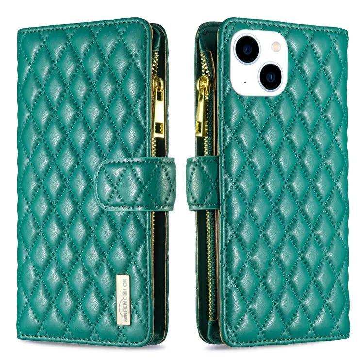 Diamond Lattice Zipper Wallet Leather Flip Phone Case MyMobile